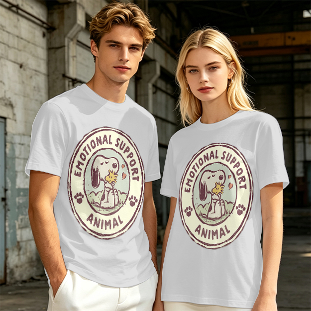 Olive Green Snoopy Emotional Support Animal Graphic T-Shirt