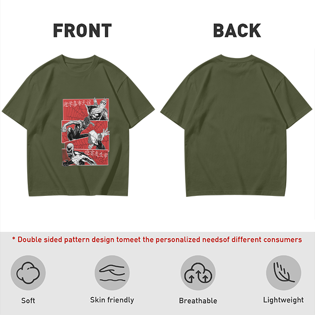 Olive T-shirt with Spider-Verse Style Comic Panels Print