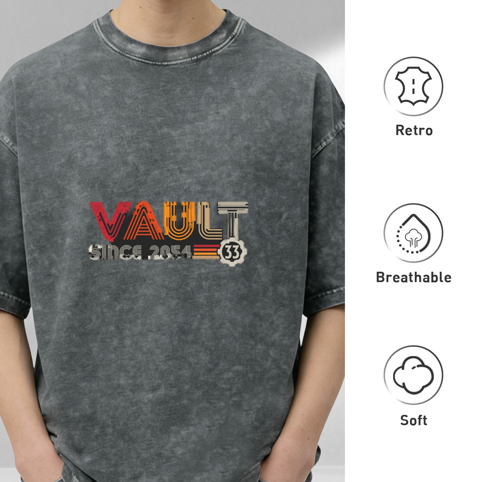 Vault 33 Since 2054 Acid Wash Graphic T-Shirt