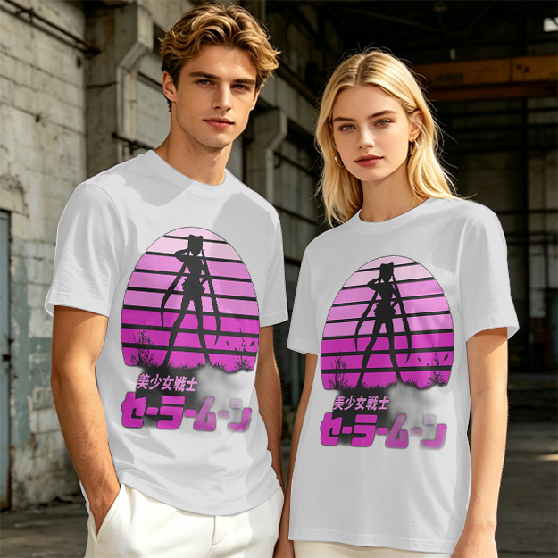 Sailor Moon Anime Silhouette Retro Sunset Graphic T-Shirt
