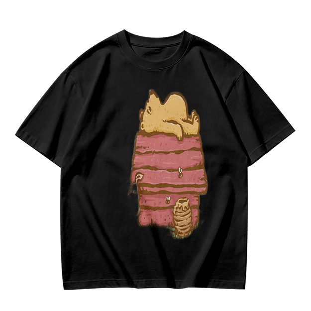 Olive T-Shirt with Bear Napping on Honey Pot Print
