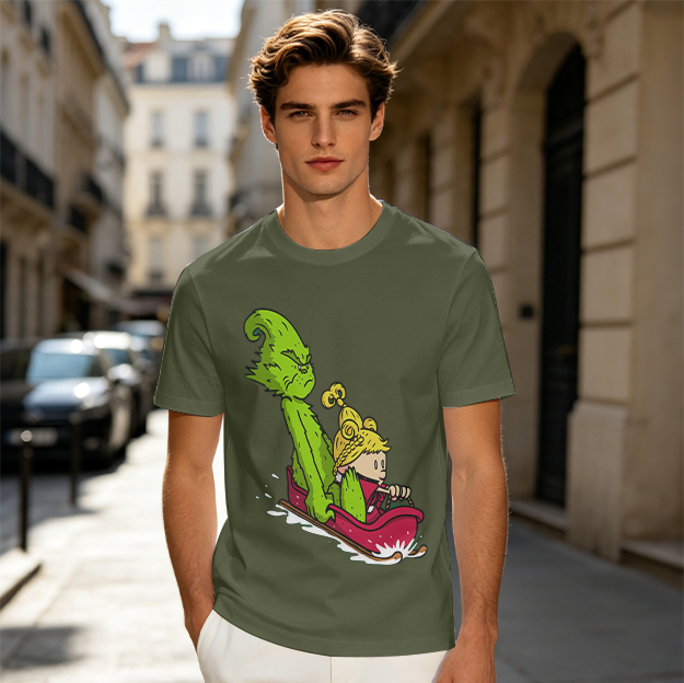 Grinch and Cindy Lou Who Sledding Graphic T-Shirt