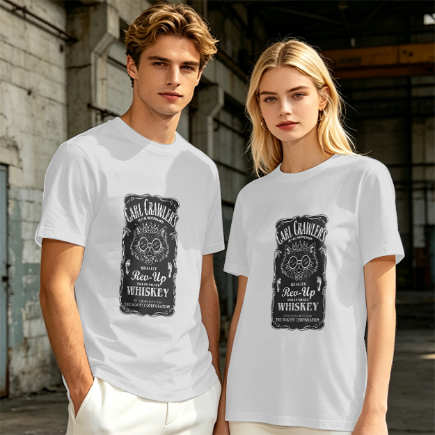 Olive T-Shirt with Carl Crawler's Whiskey Cat Graphic Print