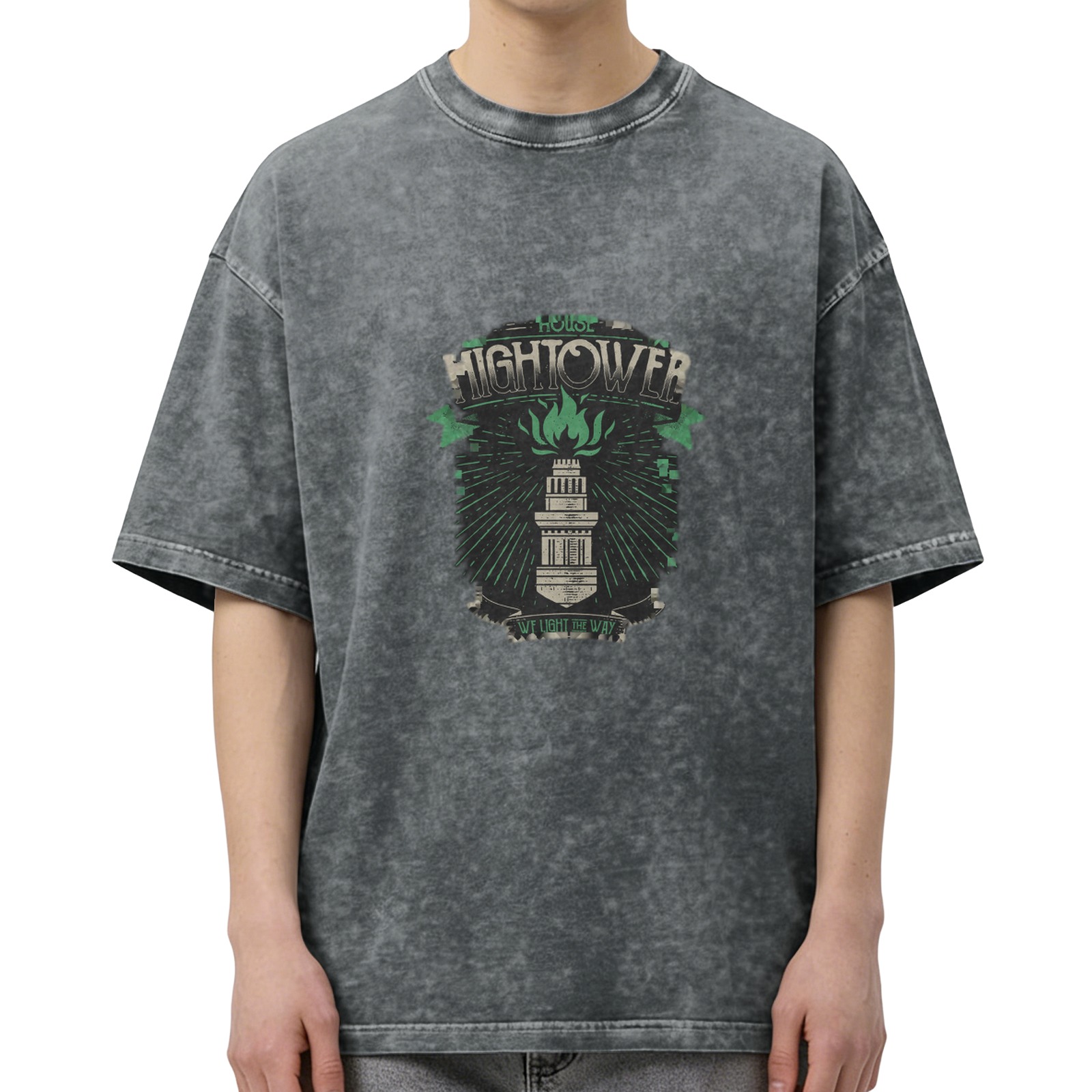 Vintage Washed Graphic T-Shirt with Hightower Torch Design