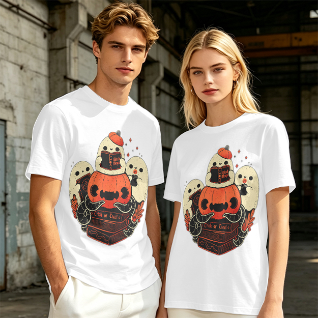 Olive Halloween Ghosts Jack-o'-Lantern Graphic T-Shirt