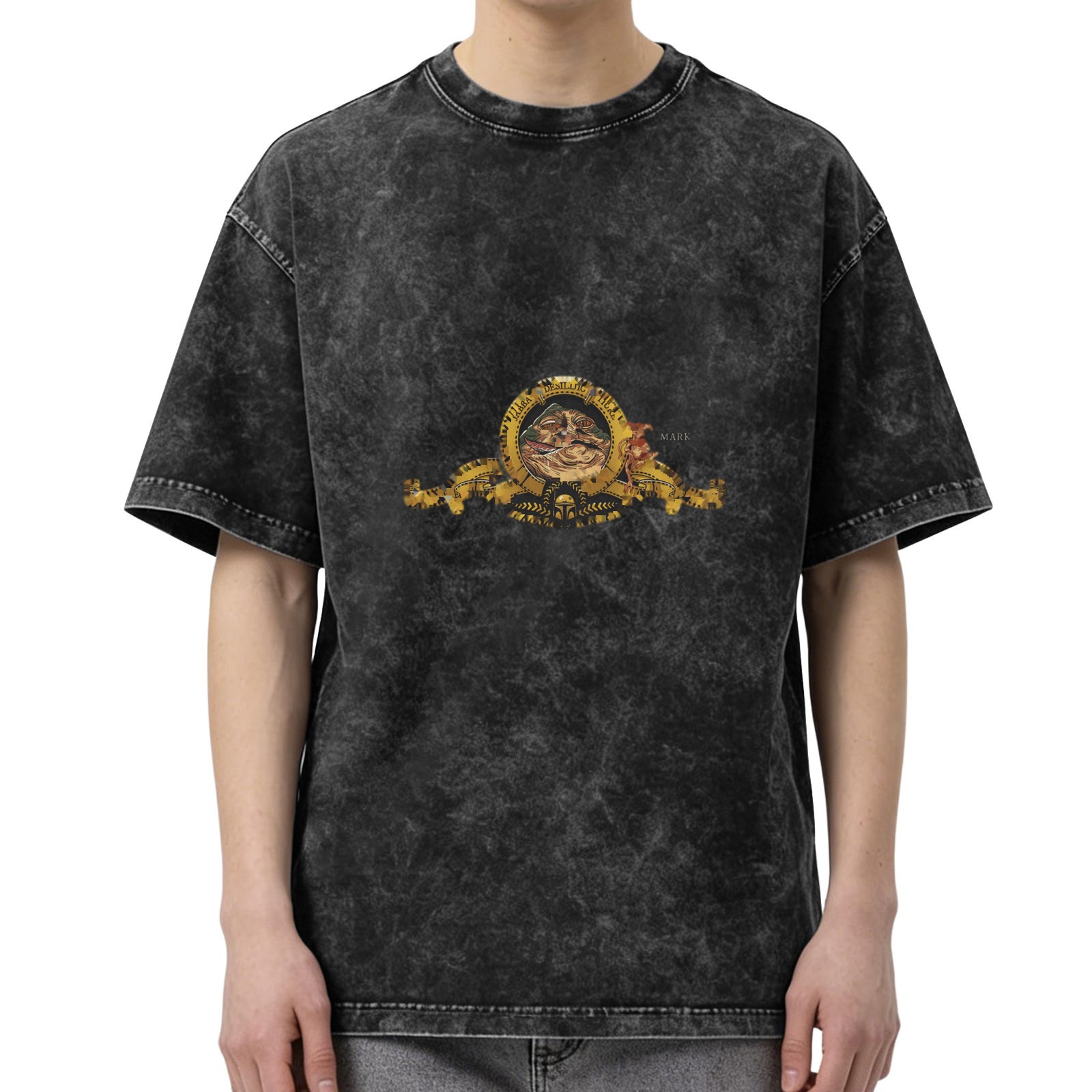 Washed Black Graphic Print Short Sleeve T-Shirt