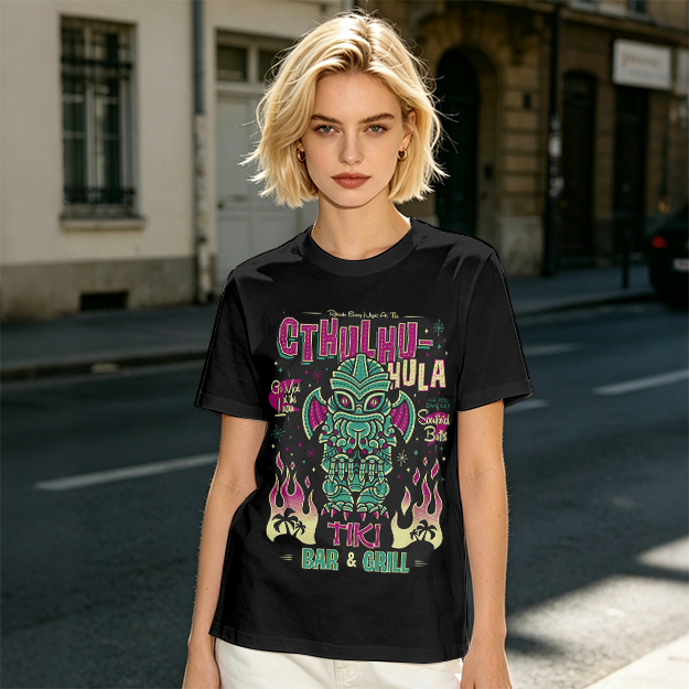 Cthulhu Hula Tiki Bar & Grill Graphic T-Shirt