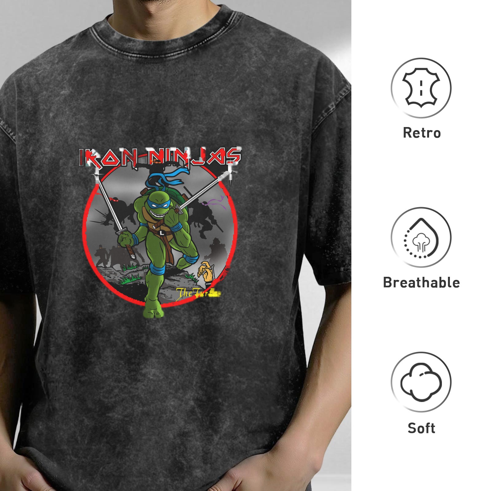Iron Ninjas Teenage Mutant Ninja Turtles Graphic Stonewashed T-Shirt