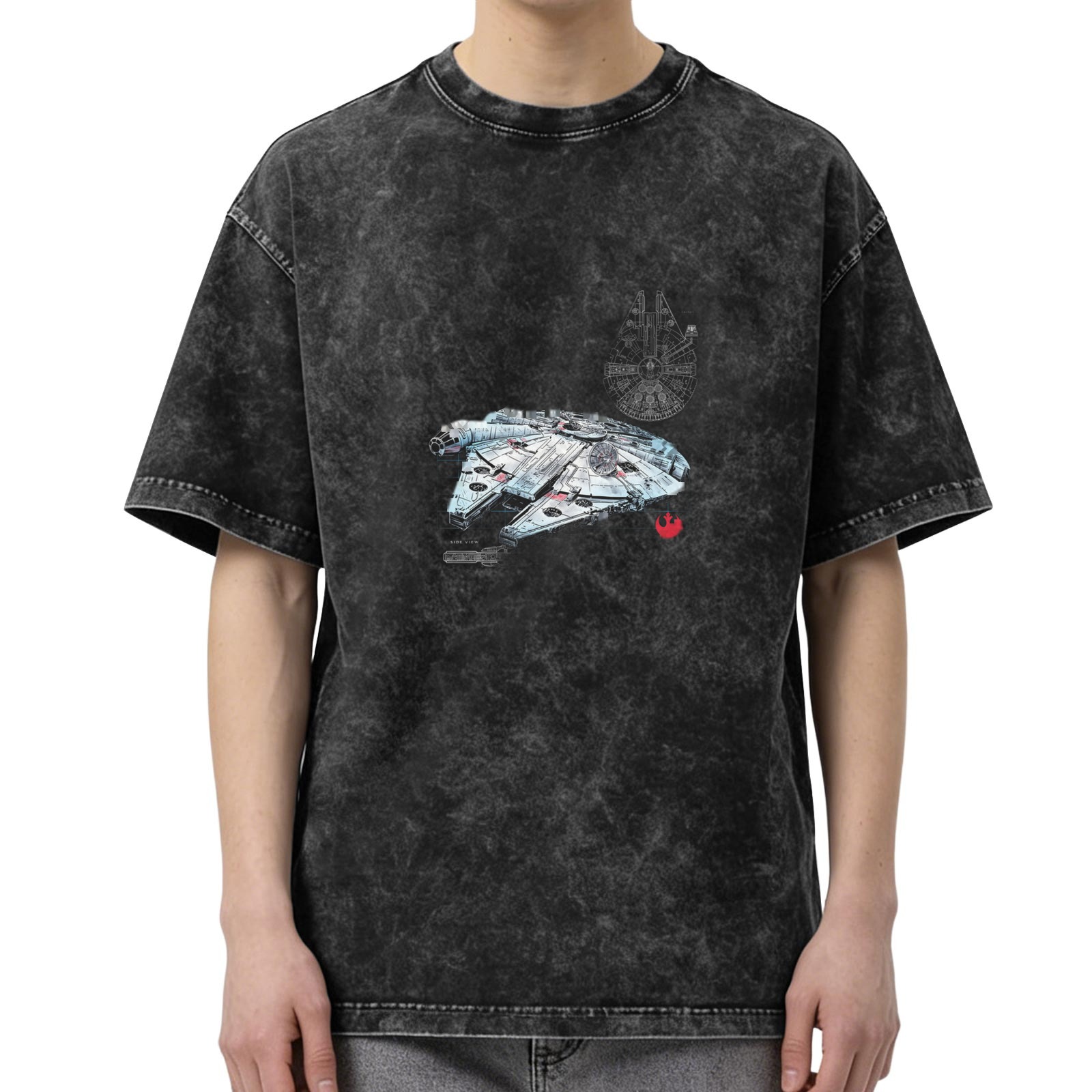 Star Wars Millennium Falcon Graphic Acid Wash Cotton T-Shirt