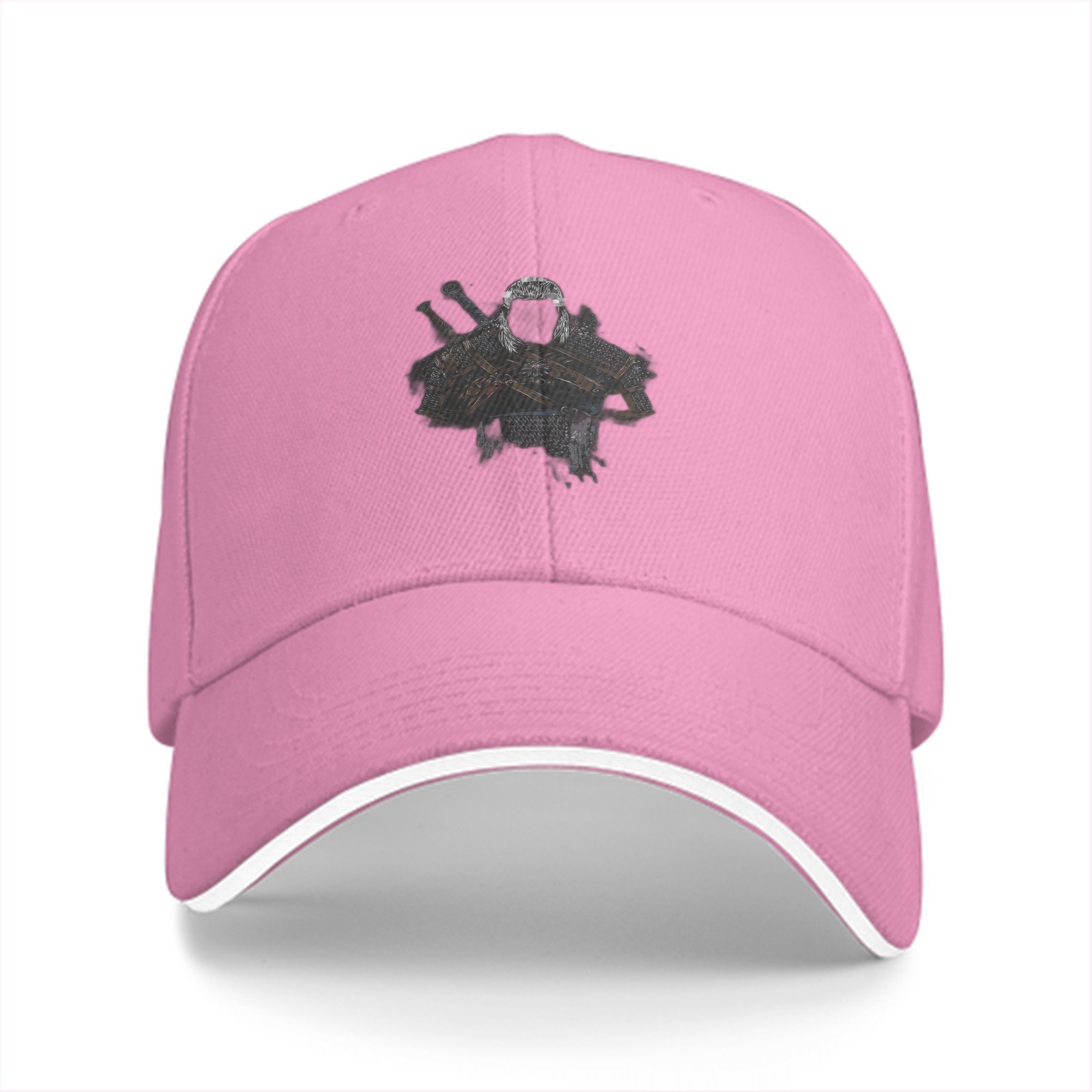 Black baseball cap with fantasy warrior graphic print
