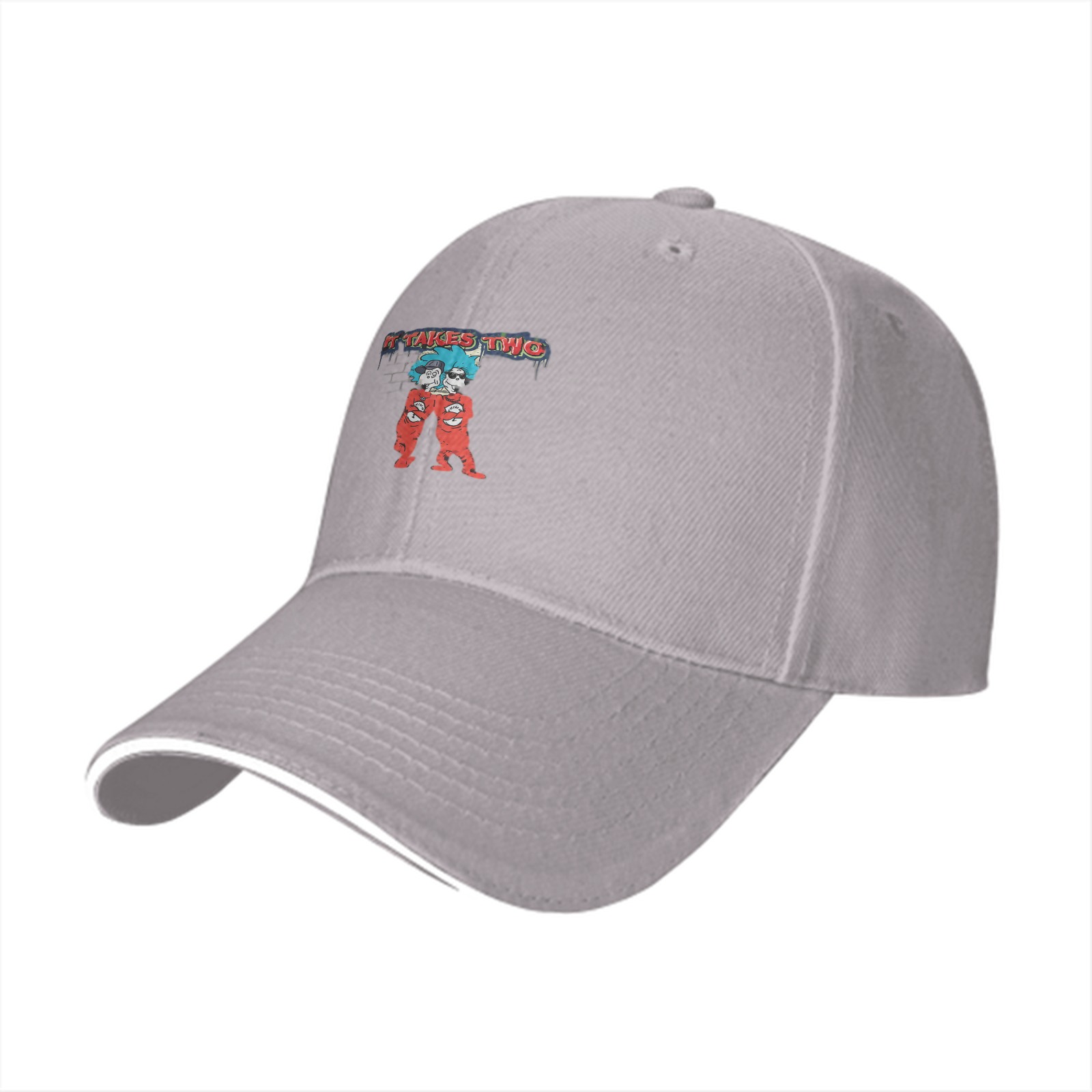 Black baseball cap with 'It Takes Two' graphic design
