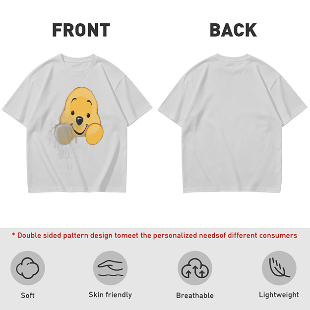 Olive T-shirt with cute Winnie the Pooh face graphic
