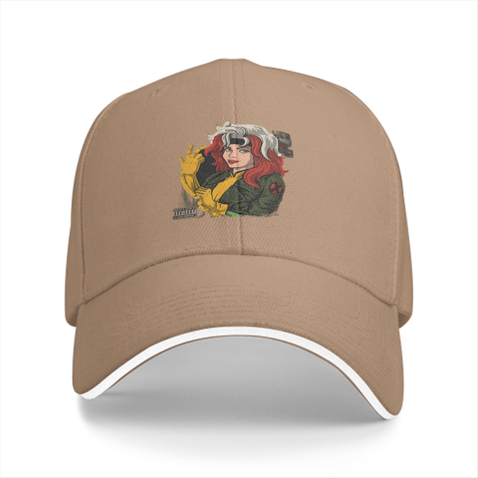 Black Baseball Cap With X-Men Rogue Graphic Print