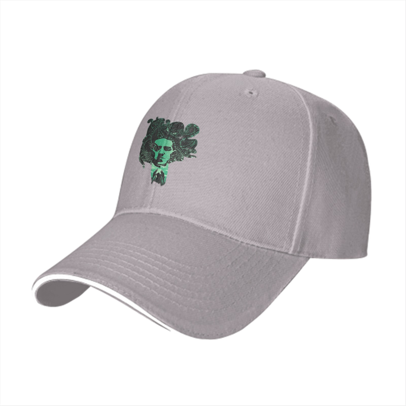 Black Baseball Cap With Green Medusa Head Graphic