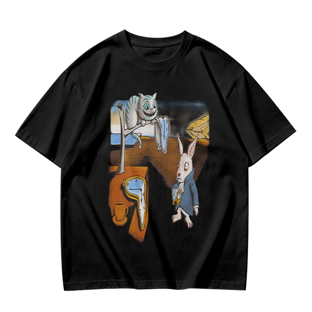 Olive T-Shirt with Surreal Alice in Wonderland Art Print