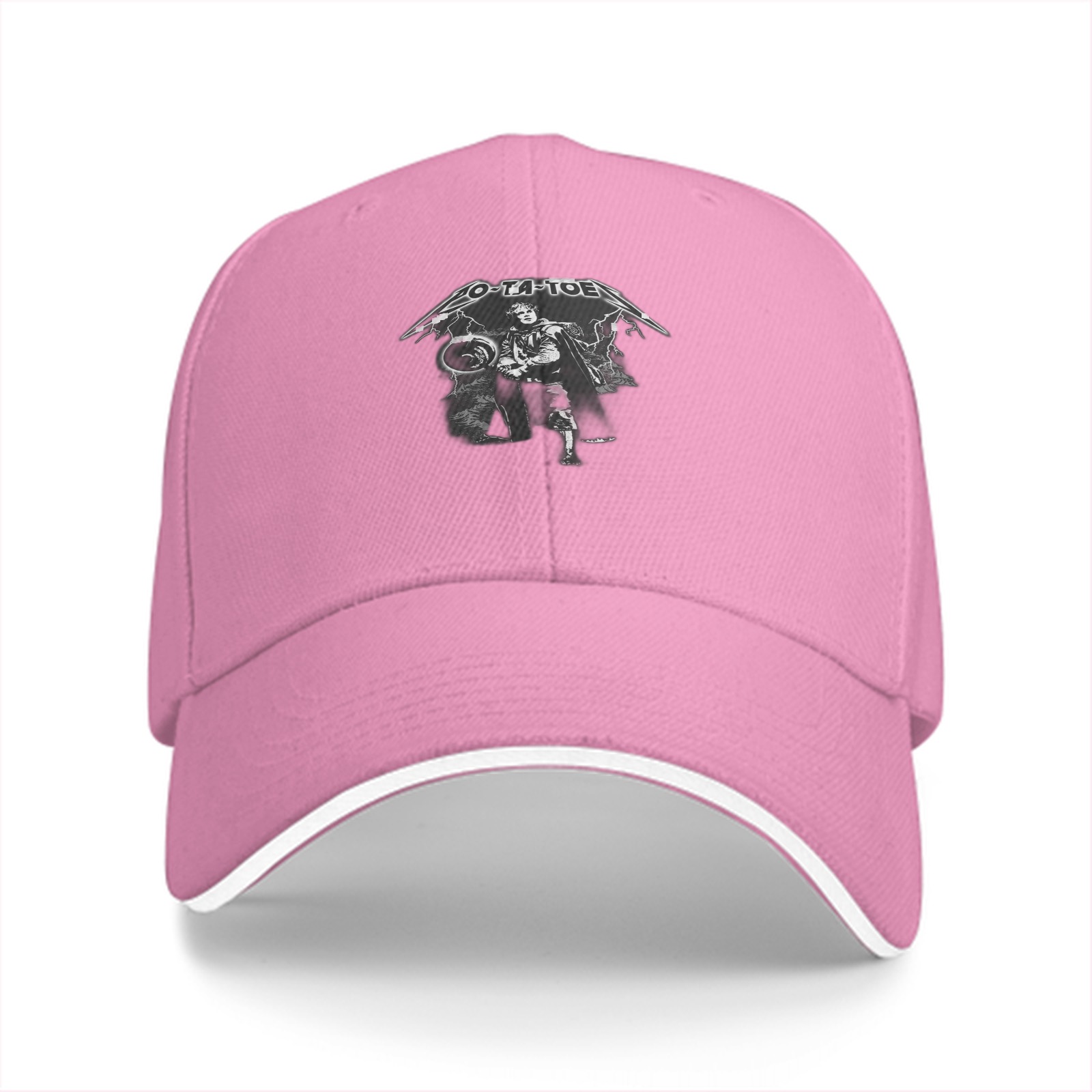 Black baseball cap with O-TA-TOE graphic print design