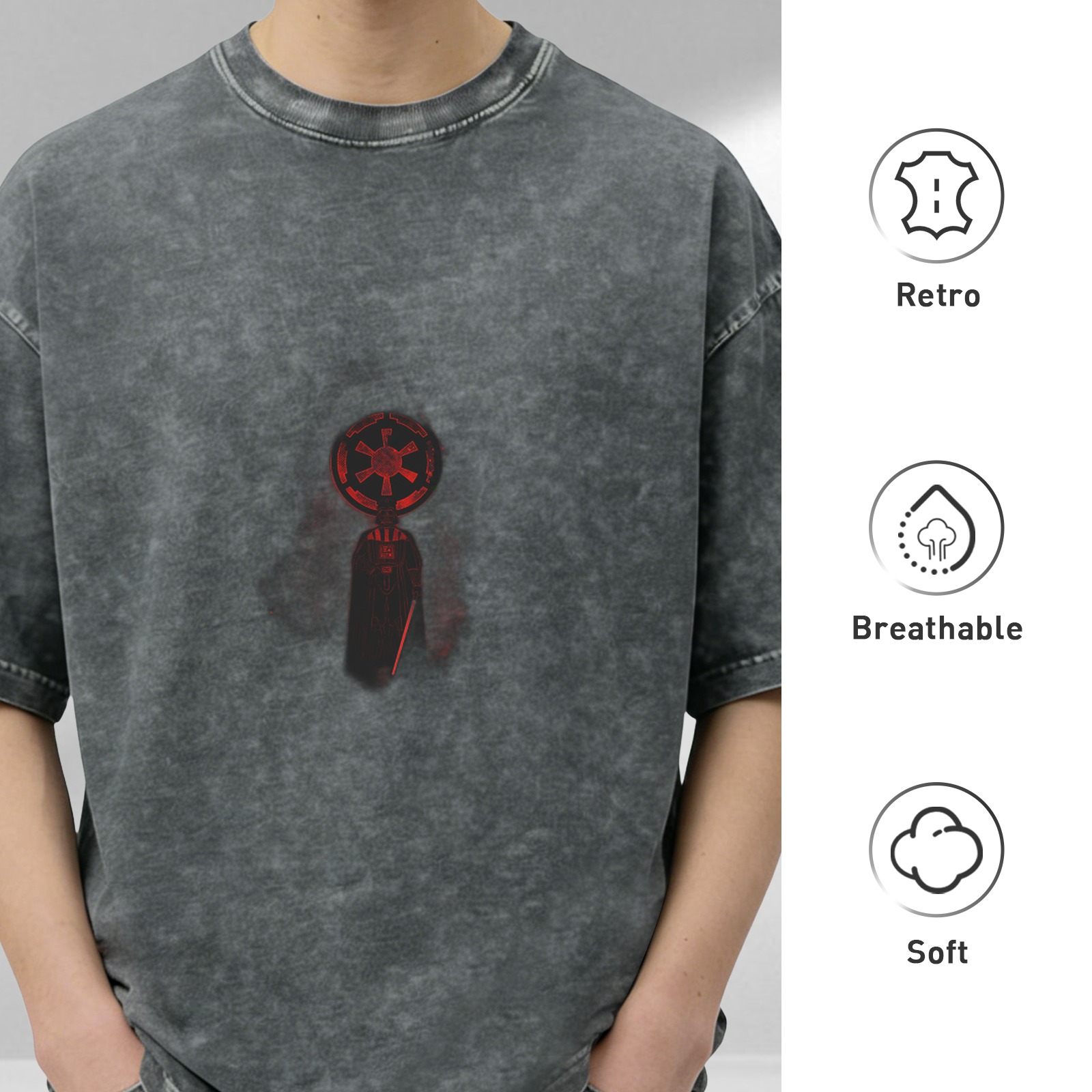 Star Wars Sith Empire Symbol Acid Wash Oversized T-Shirt