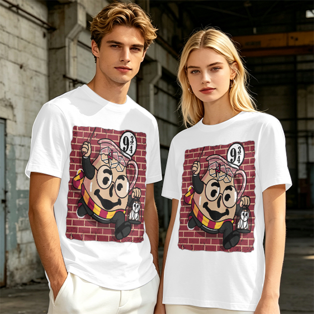 Olive T-shirt with Harry Potter themed pitcher graphic