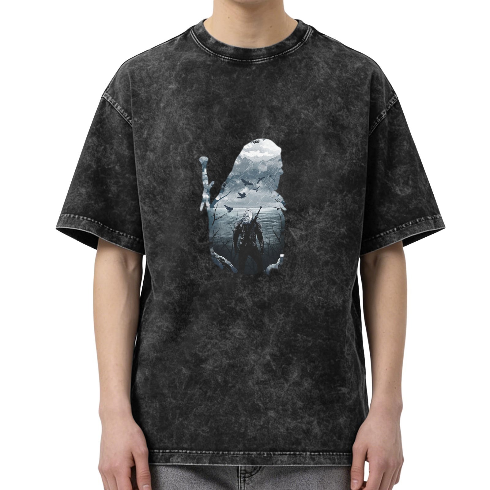 Witcher Silhouette Graphic Vintage Wash T-Shirt