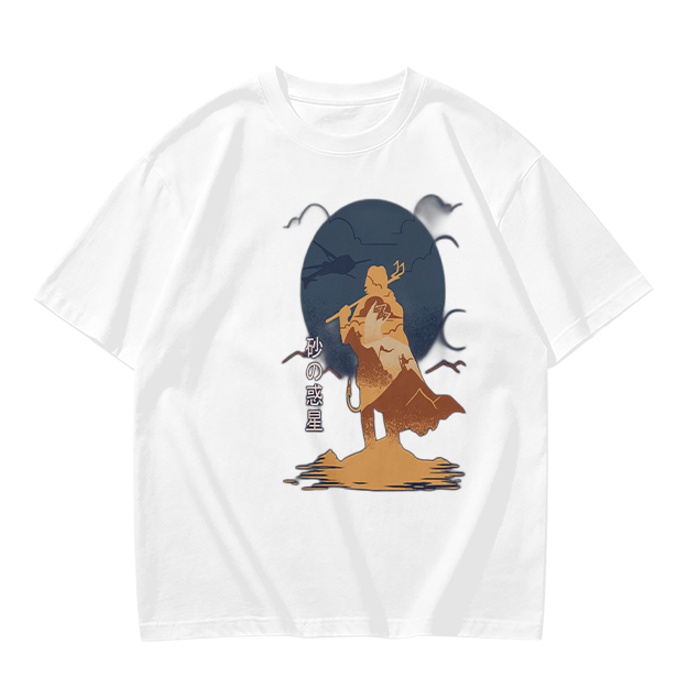 Olive T-shirt with Desert Wanderer Silhouette and Moon Graphic