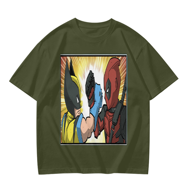 Wolverine and Deadpool Fist Bump Graphic T-Shirt