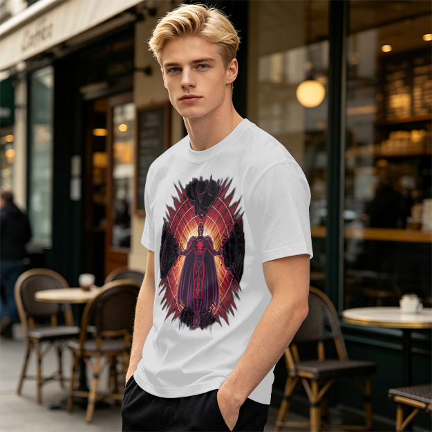 Olive T-Shirt With Superhero Villain Graphic Print