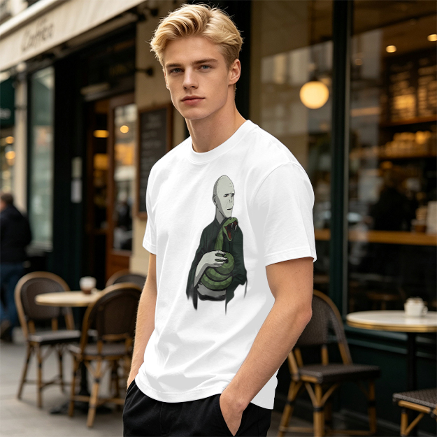 Olive T-shirt with Voldemort and Nagini Graphic Print