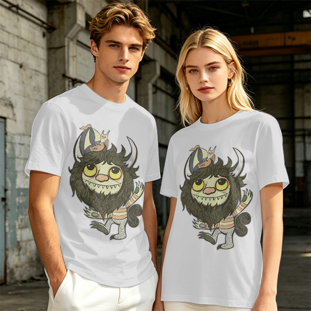 Olive T-Shirt With Where the Wild Things Art Print