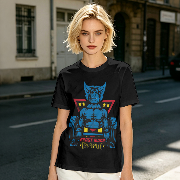 Olive T-Shirt With Beast Mode Gym Lifting Graphic Print