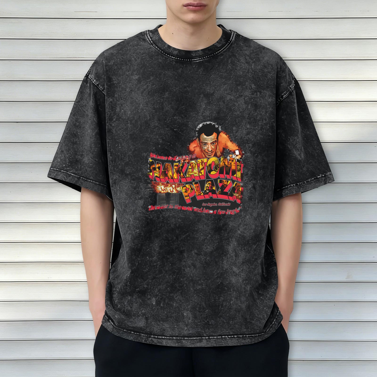 Die Hard Nakatomi Plaza Graphic Acid Wash T-Shirt