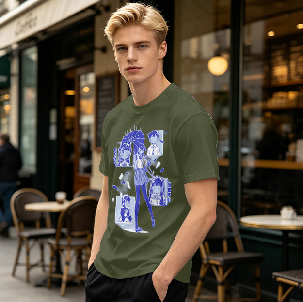 Anime Komi Can't Communicate Character Graphic Olive T-Shirt