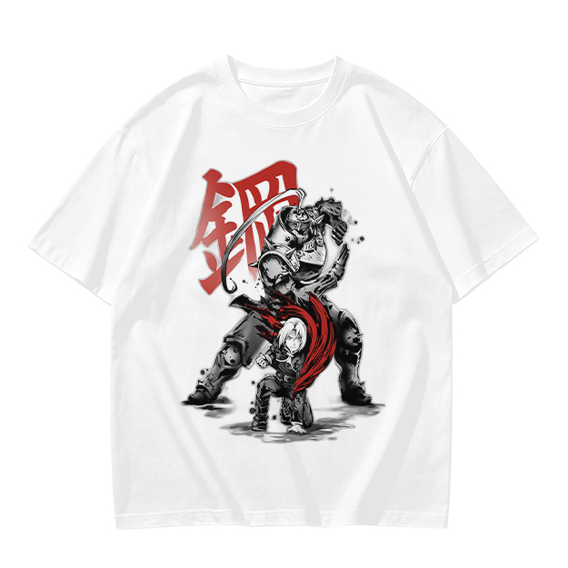 Olive T-shirt with Fullmetal Alchemist Character Art Print