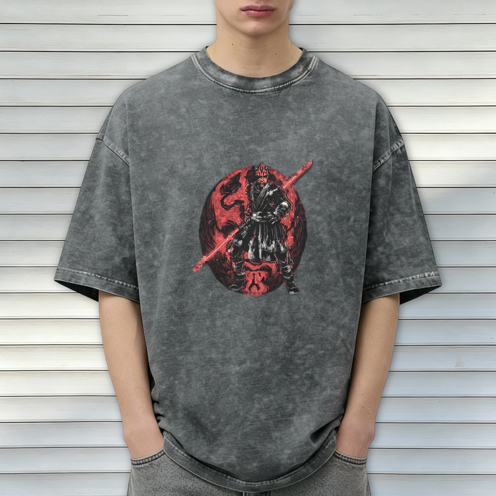 Star Wars Darth Maul Graphic Acid Wash Cotton T-Shirt