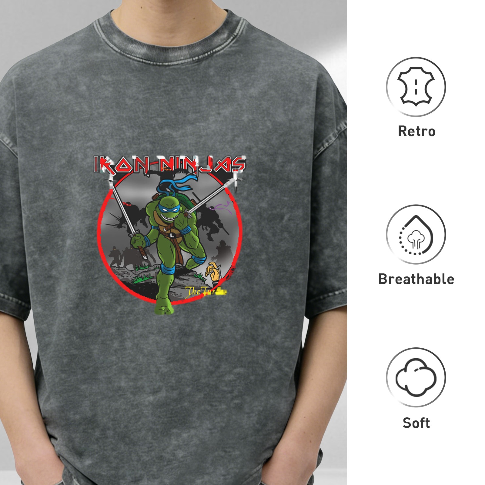 Iron Ninjas Teenage Mutant Ninja Turtles Graphic Stonewashed T-Shirt