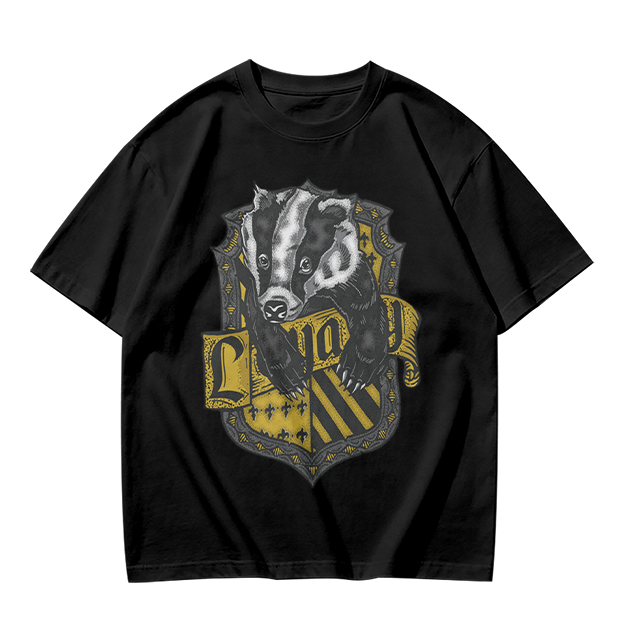 Olive T-Shirt With Hufflepuff Badger Crest Graphic