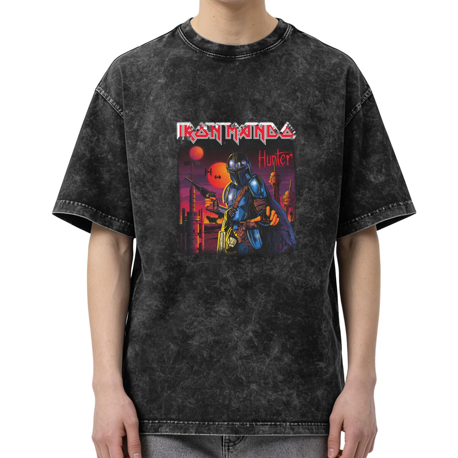 Iron Mando Hunter Graphic Stonewashed Black T-Shirt
