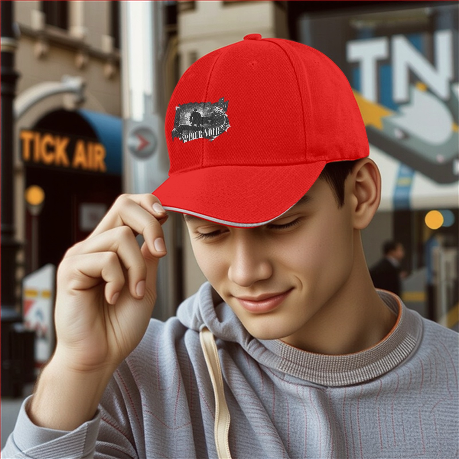 Black baseball cap with Spider Noir graphic print