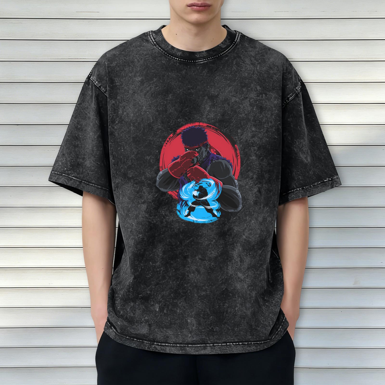 Street Fighter Ryu Graphic Stonewashed Black T-Shirt