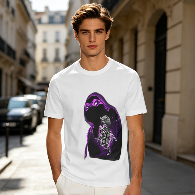 Olive T-Shirt With Purple Ninja Turtle Night Graphic Print