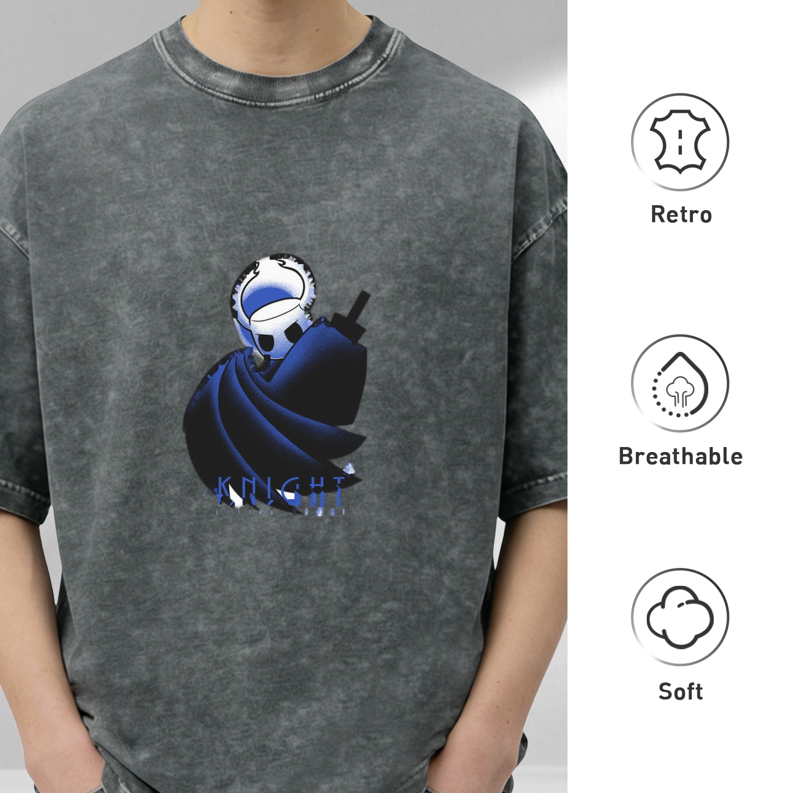 Washed black graphic t-shirt with knight character print