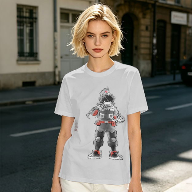 Olive T-Shirt With Anime Hero Character Print