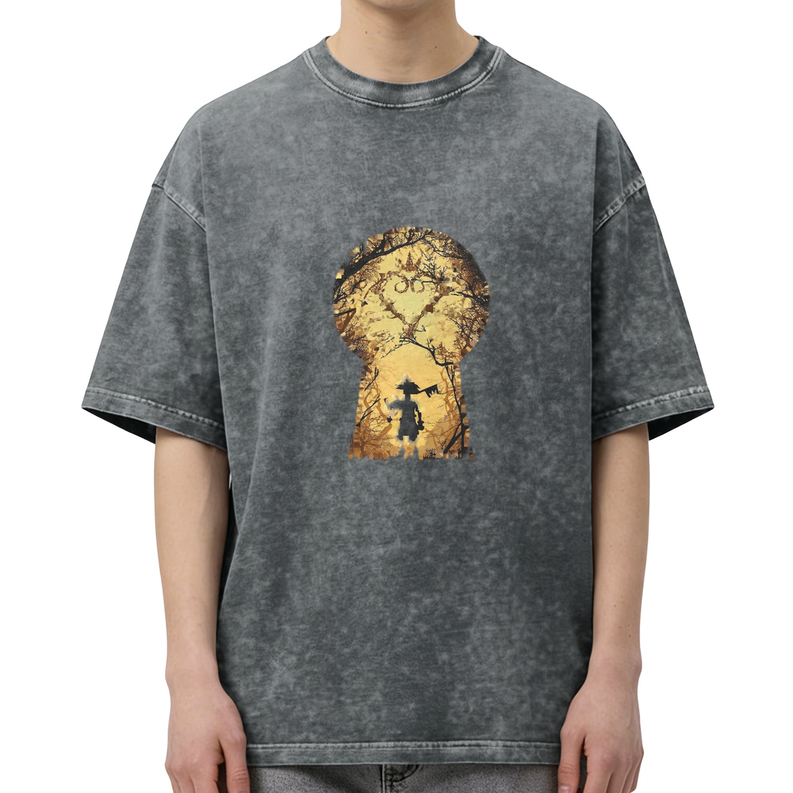 Kingdom Hearts Sora Keyhole Silhouette Vintage Wash T-Shirt