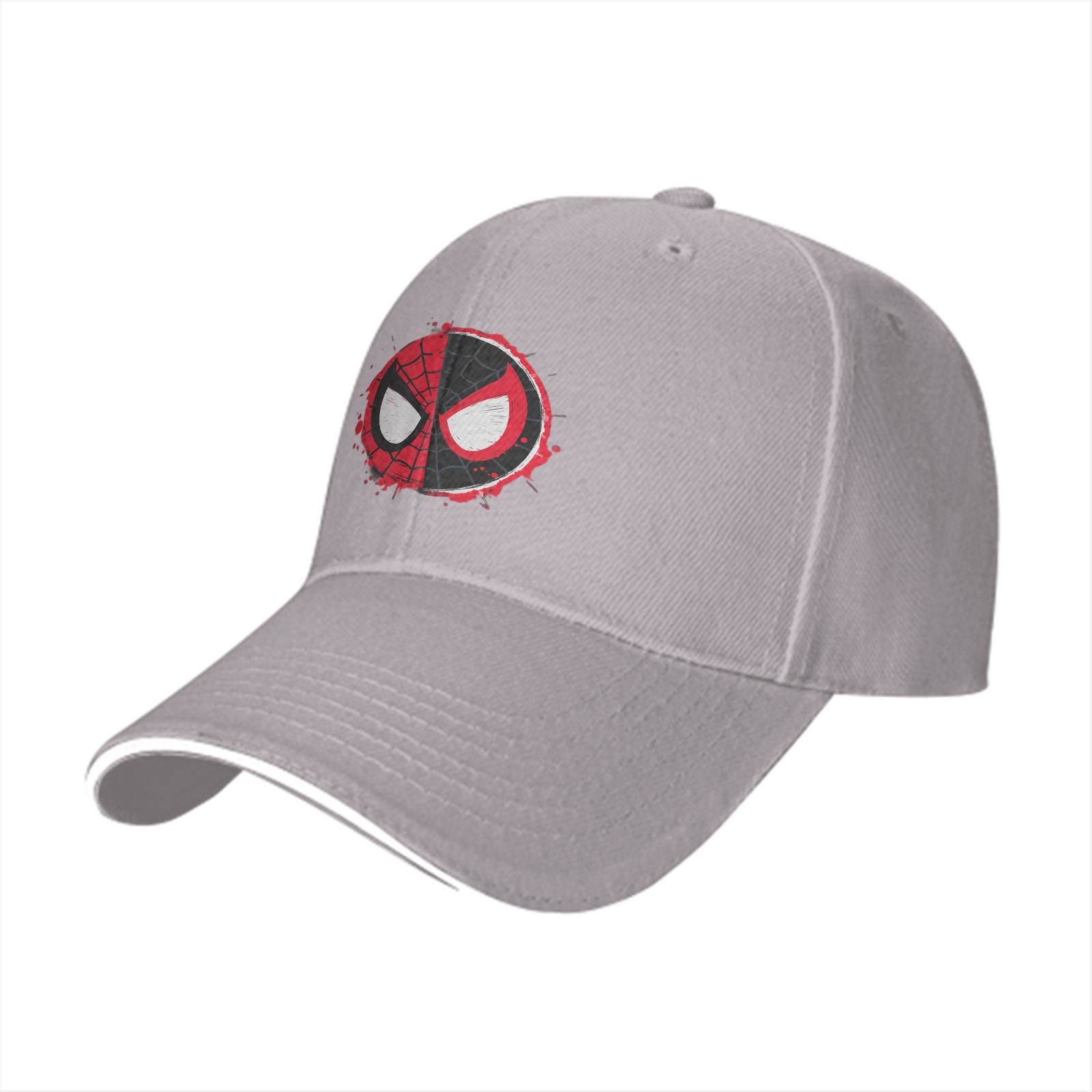 Black Baseball Cap With Split Spider-Man Mask Graphic