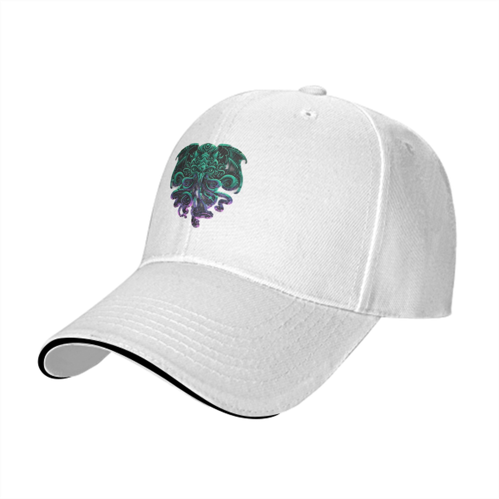 Black Baseball Cap With Cthulhu Monster Graphic