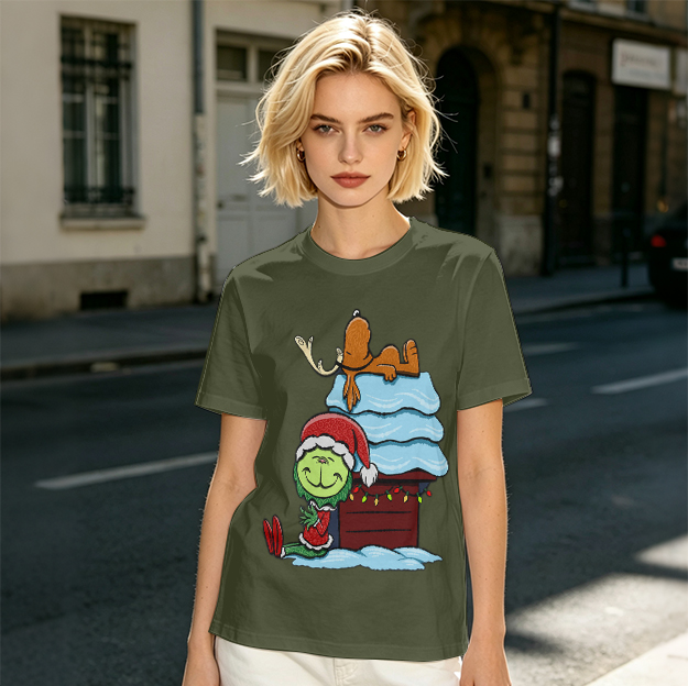 Grinch and Max Christmas Doghouse Graphic T-Shirt