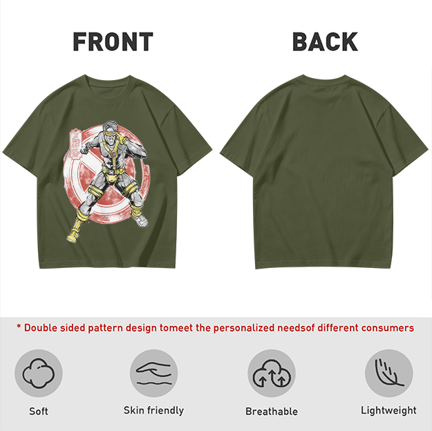 Olive T-shirt with Cyclops X-Men Superhero Graphic Print