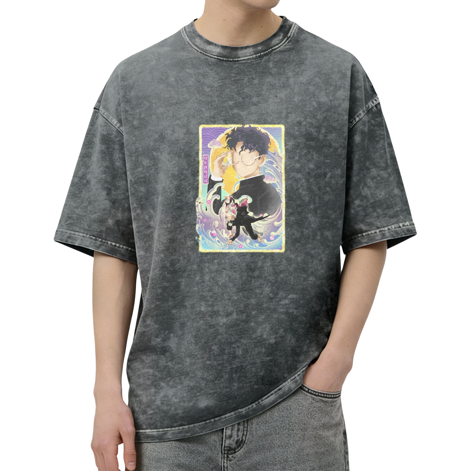 Oversized Vintage Wash Anime Graphic T-Shirt