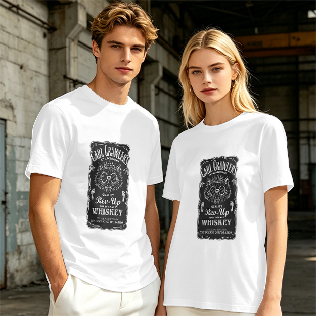 Olive T-Shirt with Carl Crawler's Whiskey Cat Graphic Print