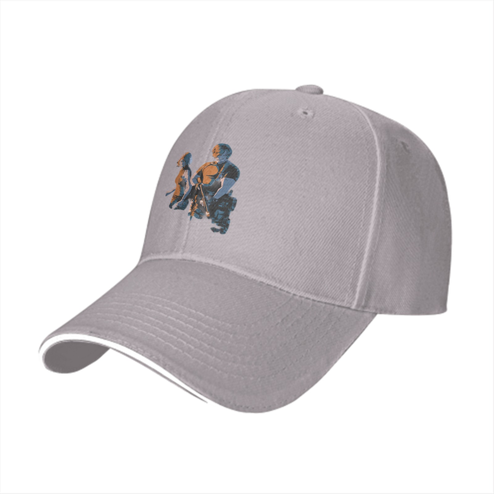 Black Baseball Cap With Two Character Graphic Print