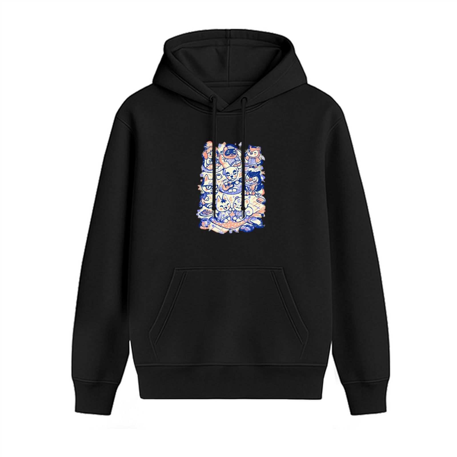 Black Hoodie With Cute Animal Character Group Art Print